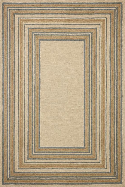 Loloi Chris Loves Julia Alfie Collection ALF-05 Natural/Multi 2'-6" x 7'-6" Runner Rug Wool Neutral Living Bedroom Dining Carpet