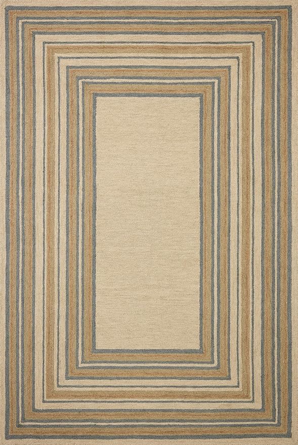 Loloi Chris Loves Julia Alfie Collection ALF-05 Natural/Multi 7'-9" x 9'-9" Area Rug Wool Neutral Living Bedroom Dining Carpet