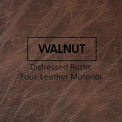 Factory Direct Partners Rustic Kid Birch Sling Book Display; Distressed Faux Leather 4-Shelf Storage for Books or Magazines; Furniture for Bedroom, Playroom, Daycare or Classroom - Walnut, 13745-323