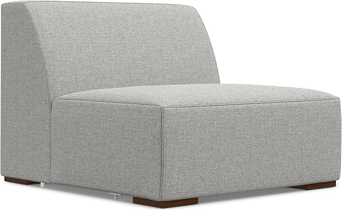 SIMPLIHOME Rex Modular Sofa and Ottoman Set in 100% Recycled Polyester Tightly Woven Performance Fabric, Pale Grey, 122-inch-wide 3-Seater Couch and Matching 34-inch-wide Ottoman for Living Room