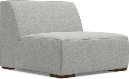 SIMPLIHOME Rex Left Corner Sectional Modular Sofa and Ottoman Set in 100% Recycled Polyester Tightly Woven Performance Fabric, Pale Grey, 116-inch-wide L-Shaped Sofa and 34-inch-Wide Ottoman
