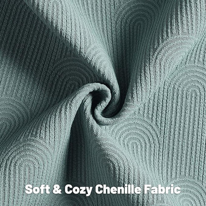 FUTEI Grey Blue Chenille Decorative Throw Pillow Covers 24x24 Inch Set of 2,Soft Cozy Striped Geometric Patterns European Cushion Case,Modern Home Decor for Couch Bed Living Room