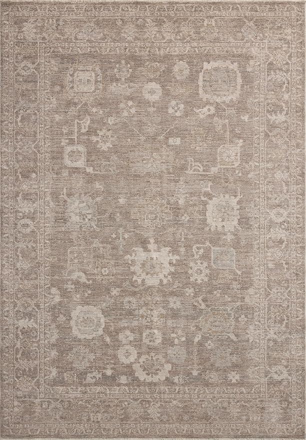 Loloi Chris Loves Julia Louisa Collection LOI-03 Taupe/Ivory 7'-10" x 7'-10", .38" Pile Height, Round Area Rug