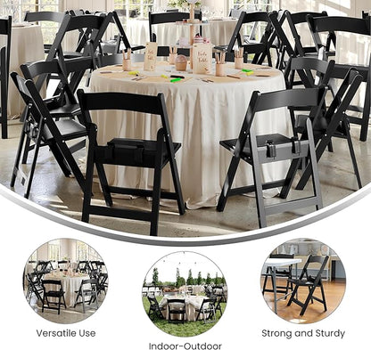 Flash Furniture Hercules Kids Black Resin Folding Chair with Black Vinyl Padded Seat
