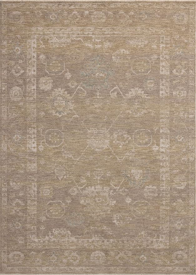 Loloi Chris Loves Julia Louisa Collection LOI-04 Taupe/Gold 5'-3" x 5'-3", .38" Pile Height, Round Area Rug