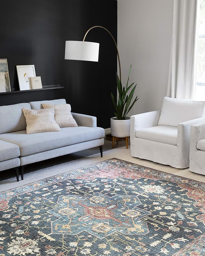 Loloi Skye Collection SKY-08 Denim/Brick 2'-0" x 5'-0" Accent Rug