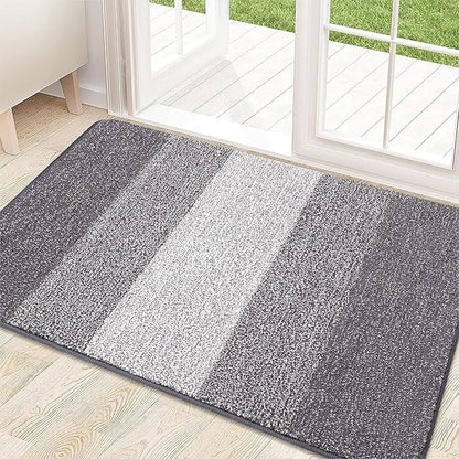 Kitinjoy Indoor Outdoor Door Mat, 30x17 Non-Slip Absorbent Dirt Trapper, Low-Profile Washable Inside Entrance Front Floor Mat, Sturdy Soft Entry Doormats for Entryway, Light Grey