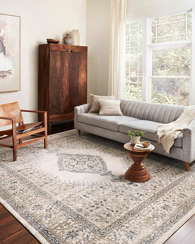 Loloi Teagan Collection TEA-02 Oatmeal/Ivory 2'-8" x 4' Accent Rug, Large, Soft Neutral Rug, High-Traffic for Living Room, Bedroom, Home Office, Dining Area