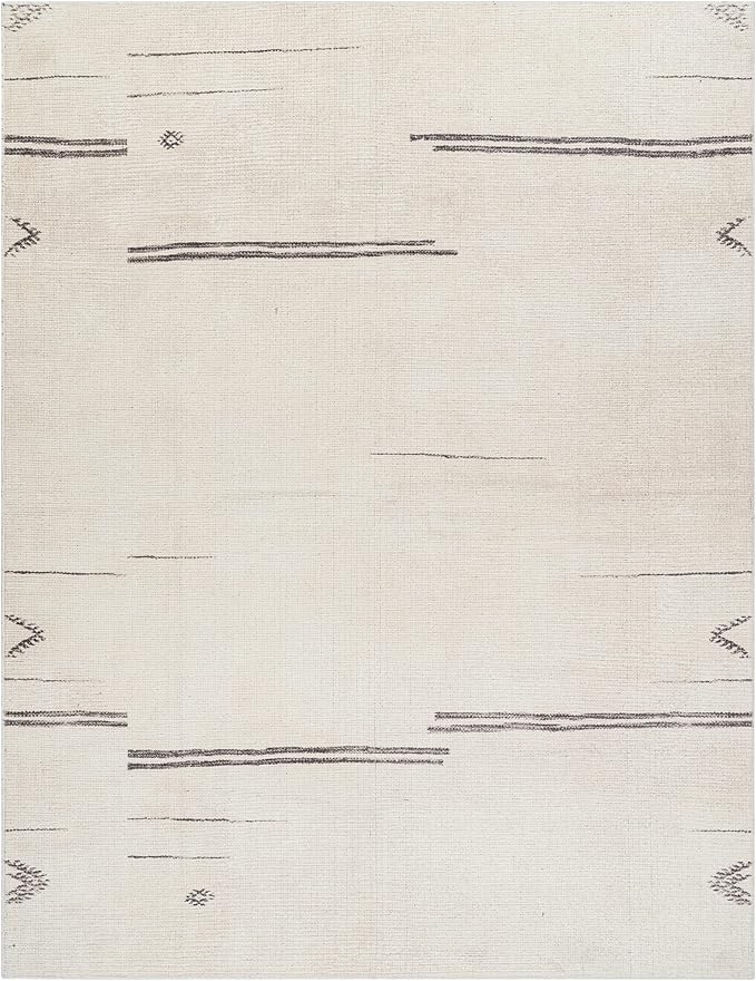 Livabliss x Becki Owens Rivi Moroccan Area Rug , 6'7" x 9', Cream/Charcoal
