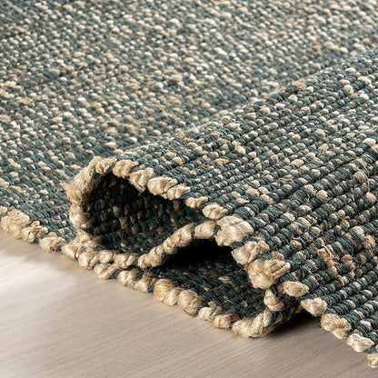 nuLOOM 5x8 Elfriede Jute & Cotton Hand Woven Area Rug, Green, Solid Rustic Farmhouse Style, Weaved Design, Natural Fiber, for Bedroom, Living Room, Dining Room, Hallway, Office, Entryway
