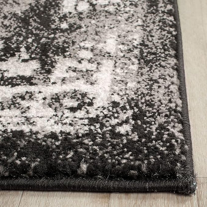 SAFAVIEH Evoke Collection Accent Rug - 2' x 3', Black & Grey, Distressed Design, Non-Shedding & Easy to Clean, Ideal for Front Door, Kitchen, Entryway, Accent Space (EVK256R)