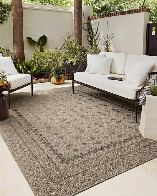 Loloi Chris Loves Julia Providence Collection PRC-06 Charcoal/Dove 2'-3" x 7'-7", .12" Pile Height, Indoor/Outdoor Runner Rug