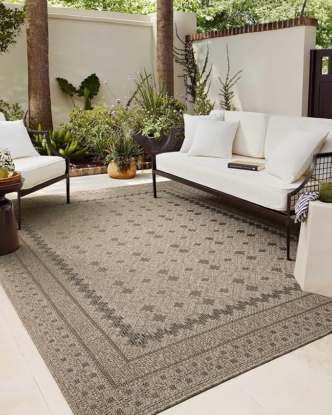 Loloi Chris Loves Julia Providence Collection PRC-06 Charcoal/Dove 8'-6" x 12', .12" Pile Height, Indoor/Outdoor Area Rug