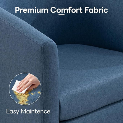 Accent Barrel Chair, Modern Comfy Living Room Chairs with Armrest Small Reading Chair with Cozy Soft Padded for Bedroom Reception Room Cafe, Blue