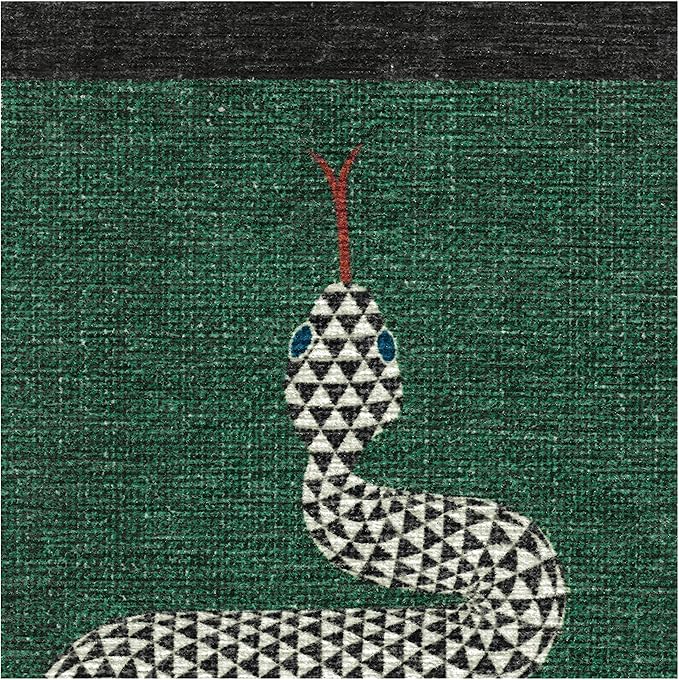 RUGGABLE x Jonathan Adler Machine Washable Modern Area Rug – Venom Emerald 6 ft Round, Stain-Resistant, Non-Slip – Medium Rugs for Living Room, Bedroom, Hallway, Entryway & Office–with Standard Pad