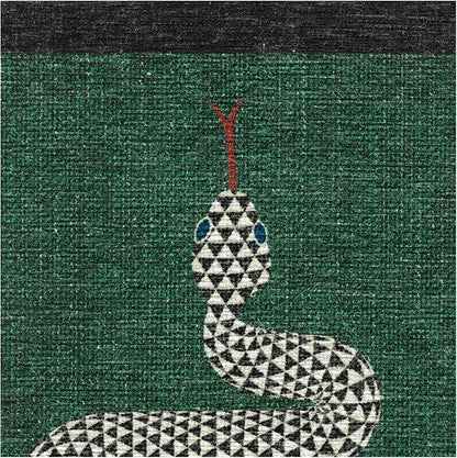 RUGGABLE x Jonathan Adler Machine Washable Modern Area Rug – Venom Emerald 2x3, Stain-Resistant, Non-Slip – Small Rugs for Living Room, Bedroom, Hallway, Entryway & Bathroom–with Cushioned Pad