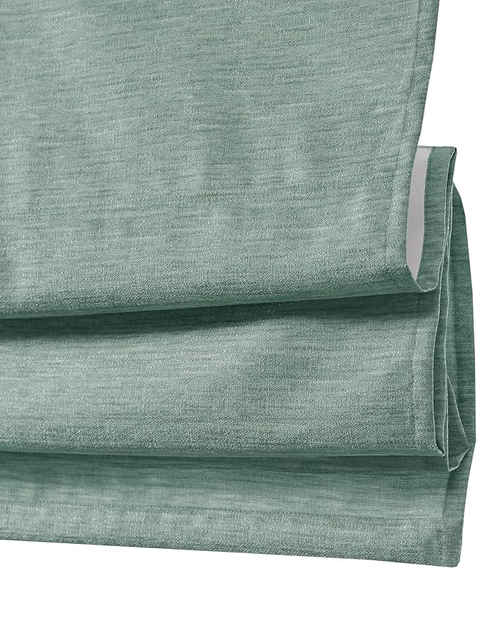 Madison Park Cordless Roman Shades Faux Silk Shade with Sheen 1-Panel Privacy, Room Darkening, Energy Efficient, Thermal Insulated Window Blind for Bedroom, Living Room Décor, 39"W x 64"L Como, Green
