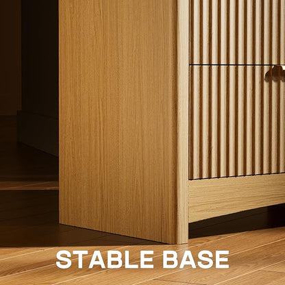 Marsail 8 Drawer Wooden Dresser with Smooth-Glide Drawers, Modern Storage Solution for Bedrooms, Living Rooms, and Hallways, Featuring Large Capacity and an Elegant Natural Wood Finish, Natural Oak