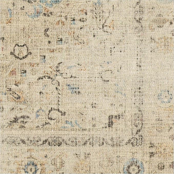 RUGGABLE Washable Vintage Area Rug – Kamran Ivory Opal 8x10, Stain-Resistant, Non-Slip – Large Machine Washable Rugs for Living Room, Bedroom, Hallway, Entryway & Office–with Standard Pad