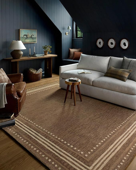 Loloi Chris Loves Julia Alfie Collection ALF-02 Bark/Natural 5'-0" x 7'-6" Area Rug Wool Neutral Living Bedroom Dining Carpet