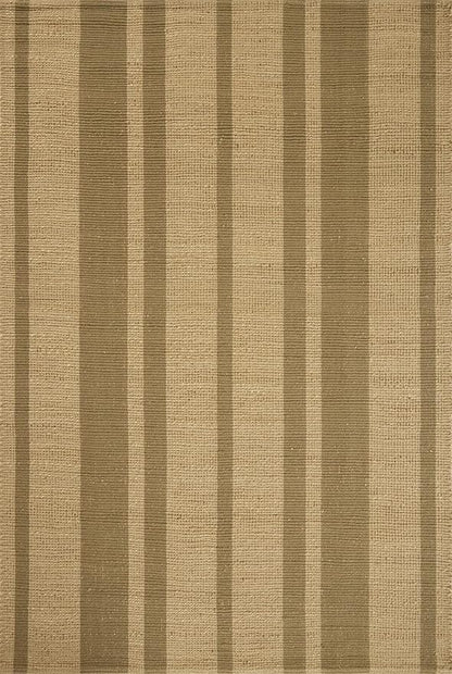 Loloi Leanne Ford Weatherstaff Collection WTS-03 Natural/Olive 7'-9" x 9'-9" Area Rug Jute, Striped, Neutral, Living Room, Bedroom, Dining Room