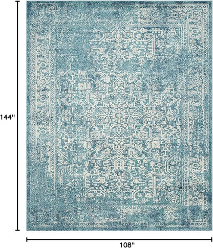 SAFAVIEH Evoke Collection 9' x 12' Blue/Ivory EVK256C Oriental Distressed Non-Shedding Living Room Bedroom Dining Home Office Area Rug
