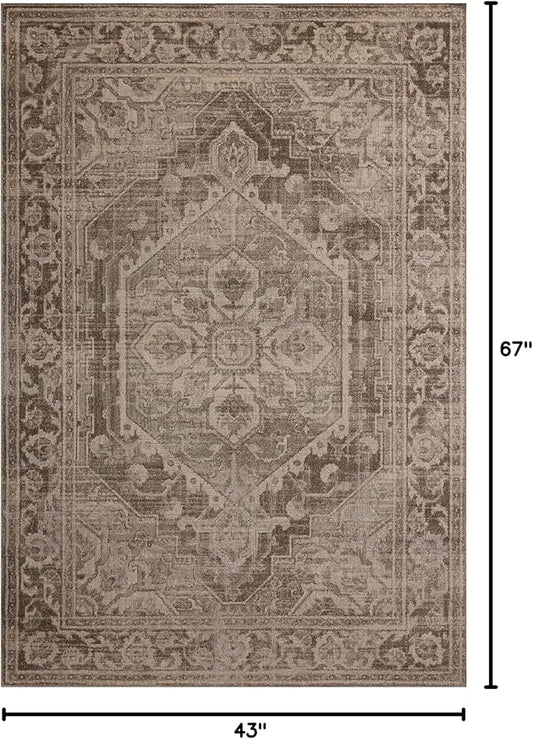 Loloi Magnolia Home by Joanna Gaines Mona Collection MOA-01 Cocoa/Stone 3'-7" x 5'-7" Accent Rug