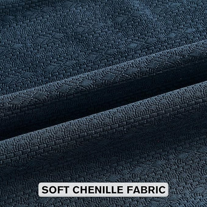 FUTEI Navy Blue Chenille Throw Pillow Covers 18x18 Inch Set of 2,Soft Striped & Diamond Textured Cushion Cases,Modern Home Decor for Couch Living Room