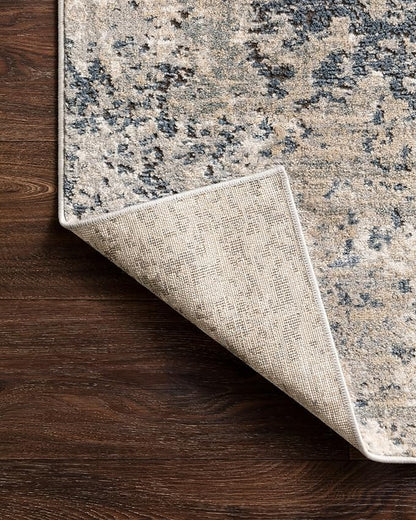 Loloi Teagan Collection TEA-07 Natural/Denim 9'-9" x 13'-6" Area Rug, Large, Soft Neutral Rug, High-Traffic for Living Room, Bedroom, Home Office, Dining Area