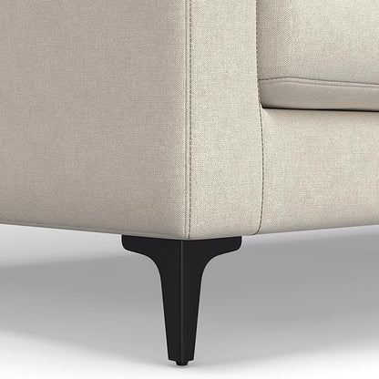 SIMPLIHOME Ava Sofa and Ottoman in 100% Recycled Polyester Performance Fabric, Cream, 90-inch-wide 3-Seater Couch and Matching 36-inch-wide Table Ottoman for Living Room, 2-Piece Set