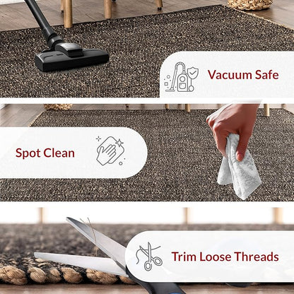 nuLOOM 2x3 Elfriede Jute & Cotton Hand Woven Area Rug, Charcoal, Solid Rustic Farmhouse Style, Weaved Design, Natural Fiber, For Bedroom, Living Room, Dining Room, Hallway, Office, Entryway
