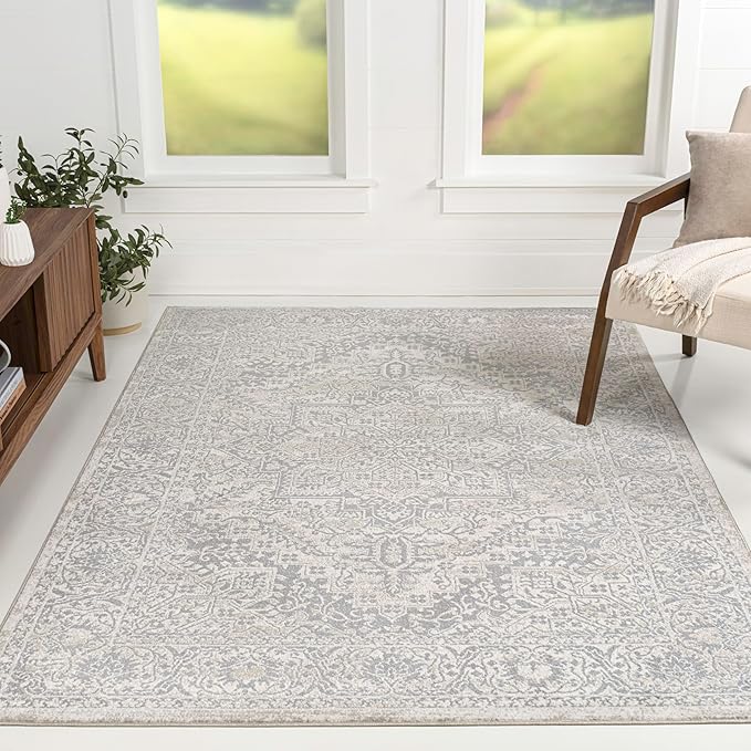JONATHAN Y Vintage Medallion Indoor Area Rug Cream 4X6, Modern Boho for Living Room, Bedroom, Kitchen, Office, Easy-Cleaning, High Traffic, Pet-Friendly, Non-Shedding MDP100C-4