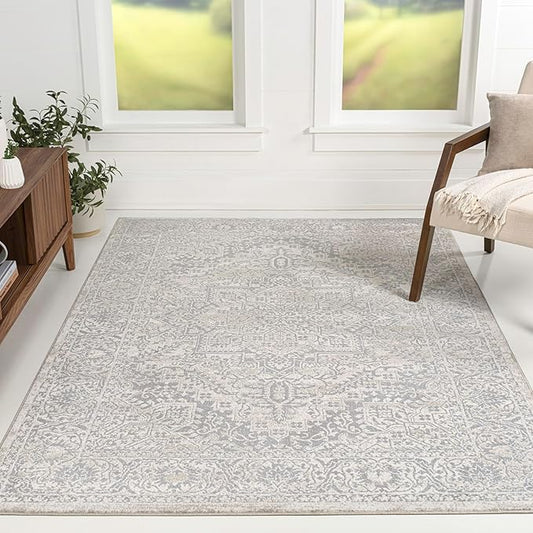 JONATHAN Y Vintage Medallion Indoor Area Rug Cream 4X6, Modern Boho for Living Room, Bedroom, Kitchen, Office, Easy-Cleaning, High Traffic, Pet-Friendly, Non-Shedding MDP100C-4
