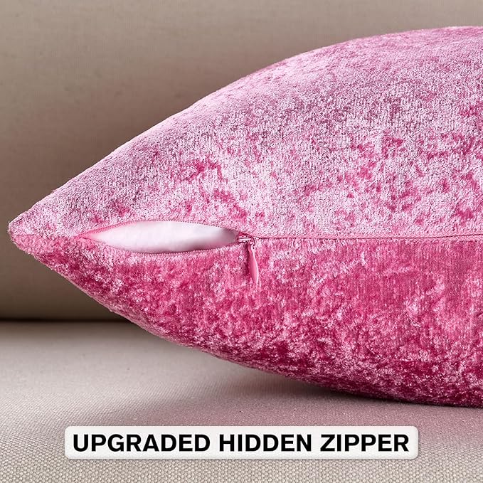 FUTEI Hot Pink Flannel Throw Pillow Covers 22x22 Inch Set of 2,Soft Dimensional Textured Cushion Cases,Modern Home Decor for Couch Living Room