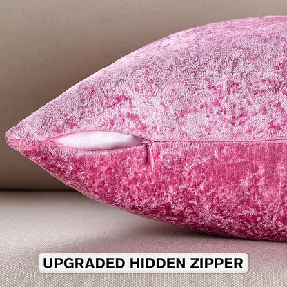 FUTEI Hot Pink Flannel Throw Pillow Covers 24x24 Inch Set of 2,Soft Dimensional Textured European Cushion Cases,Modern Home Decor for Couch Living Room