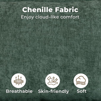 Modular Sectional Sofa, 107.5" L-Shaped Boneless Couch with Deep Seat, Modern Minimalist Upholstered Cloud Sectional Couch for Living Room Bedroom, No Assembly Required, Green Chenille