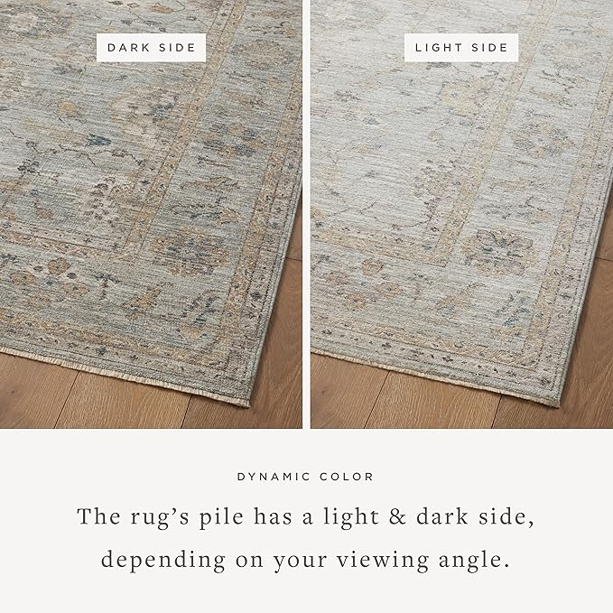 Loloi Magnolia Home by Joanna Gaines Millie Collection MIE-02 Sky/Gold 2'-7" x 10'-0", .25" Pile Height, Runner Rug