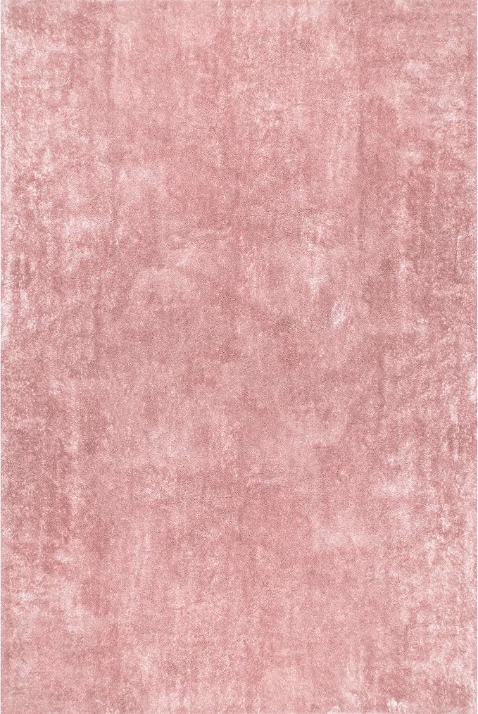 nuLOOM 6' x 9' Cozy Plush Area Rug, Machine Washable, Non-Slip, Soft Fluffy Shag Carpet for Living Room Bedroom Kids Room Nursery Home Decor, Loni Pink