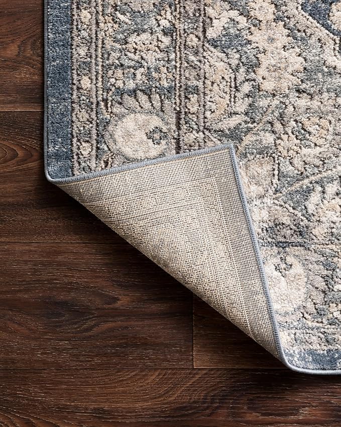 Loloi Teagan Collection TEA-01 Denim/Mist 3'-4" x 5'-7" Accent Rug, Large, Soft Neutral Rug, High-Traffic for Living Room, Bedroom, Home Office, Dining Area