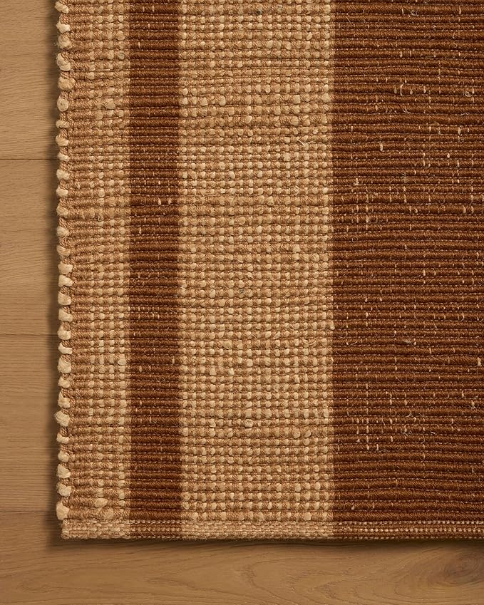 Loloi Leanne Ford Weatherstaff Collection WTS-04 Cinnamon/Natural 8'-6" x 11'-6" Area Rug Jute, Striped, Neutral, Living Room, Bedroom, Dining Room
