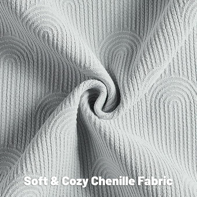 FUTEI Light Grey Chenille Decorative Throw Pillow Covers 16x16 Inch Set of 2,Soft Cozy Striped Geometric Patterns Cushion Case,Modern Home Decor for Couch Bed Living Room