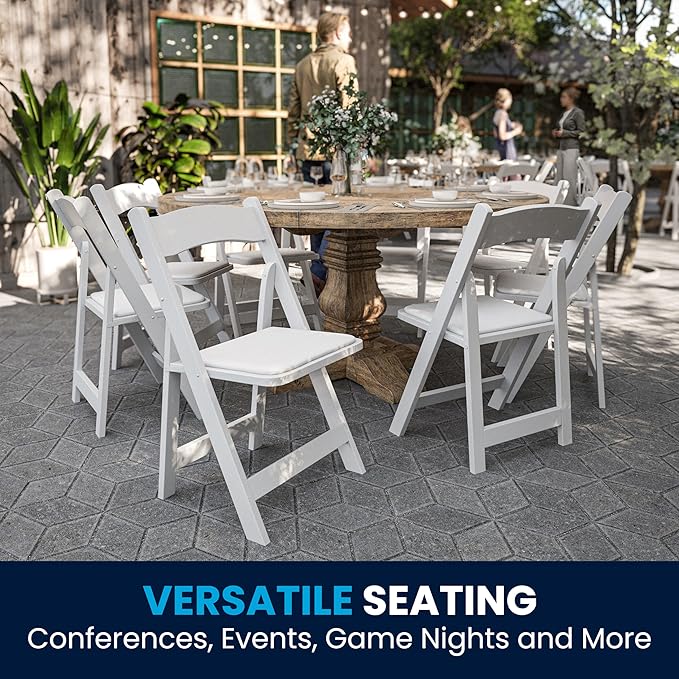 Flash Furniture 2 Pack HERCULES Series White Wood Folding Chair with Vinyl Padded Seat