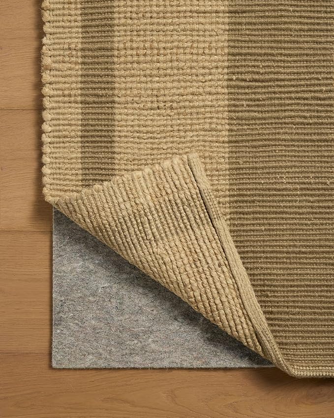 Loloi Leanne Ford Weatherstaff Collection WTS-03 Natural/Olive 5'-0" x 7'-6" Area Rug Jute, Striped, Neutral, Living Room, Bedroom, Dining Room