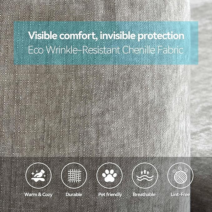 Modern One-Piece Foam Sofa with Ottoman, No Assembly Required, Ergonomic Design Couch, Eco-Friendly Chenille Fabric, Modular DIY Combination Sectional for Living Room, Apartment & Lounge (Light Gray)