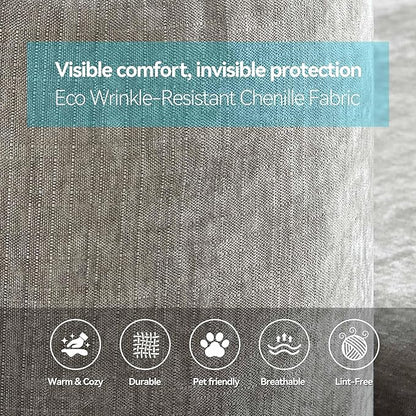 Modern One-Piece Foam Sofa with Ottoman, No Assembly Required, Ergonomic Design Couch, Eco-Friendly Chenille Fabric, Modular DIY Combination Sectional for Living Room, Apartment & Lounge (Light Gray)