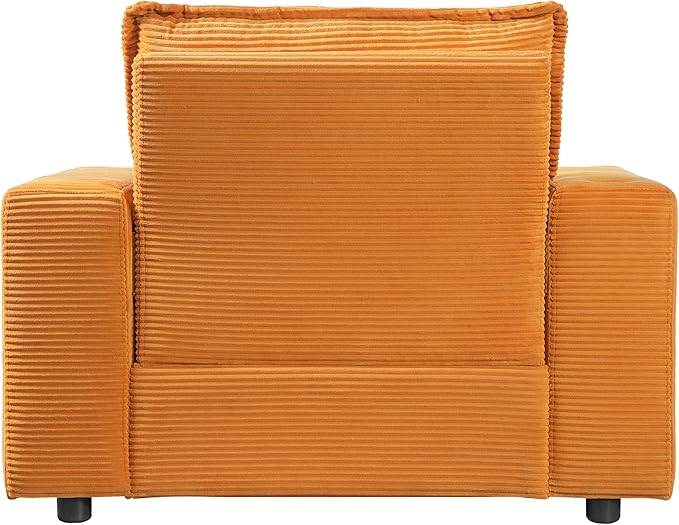 Christopher Knight Home Zoe Oversized Chaise Lounge Chair Indoor with Cup Holders & USB Charging Port, Corduroy Upholstered Sofa Bed + Ottoman with Storage, Comfy Deep Seat Sleeper Sofa Chair, Yellow