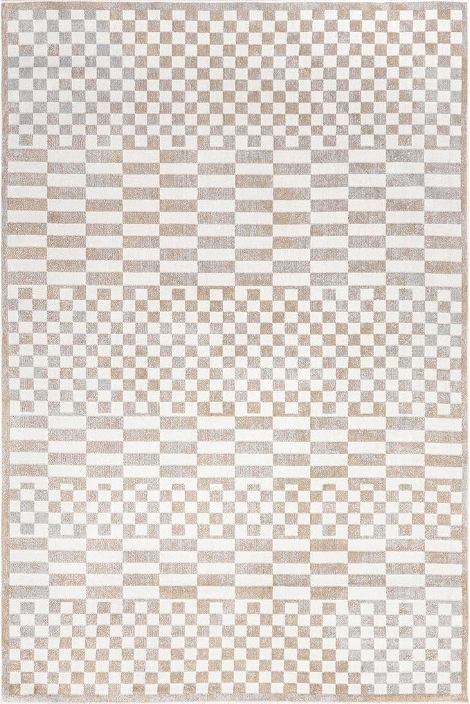 nuLOOM 8' Round Machine Washable Stain-Resistant Area Rug Medium Profile for Living Room, Bedroom, and Dining Room, Nikita Beige