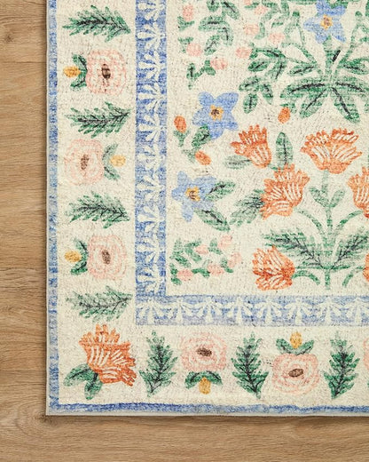 Loloi Rifle Paper Co. Eden Collection EDE-02 Mughal Garden Cream 2'-0" x 5'-0" Accent Rug feat. CloudPile™