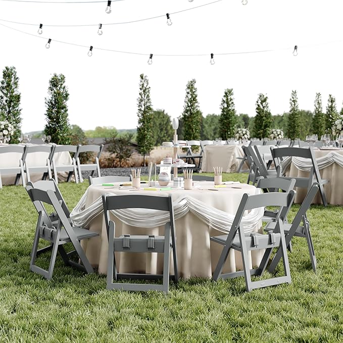 Flash Furniture Hercules Set of 2 Kids Gray Resin Folding Chairs with Gray Vinyl Padded Seats