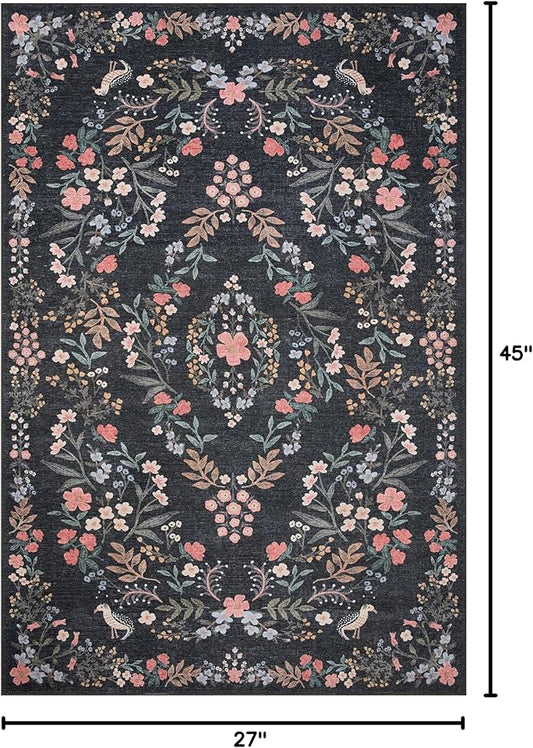 Loloi Rifle Paper Co. Maison Collection MAO-04 Tuileries Black 2'-3" x 3'-9", .19" Pile Height, Accent Rug